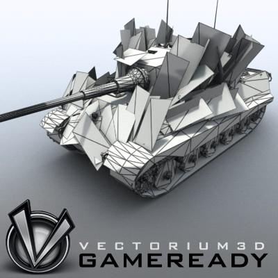 3D Model of Game Ready Low Poly King Tiger model - 3D Render 5